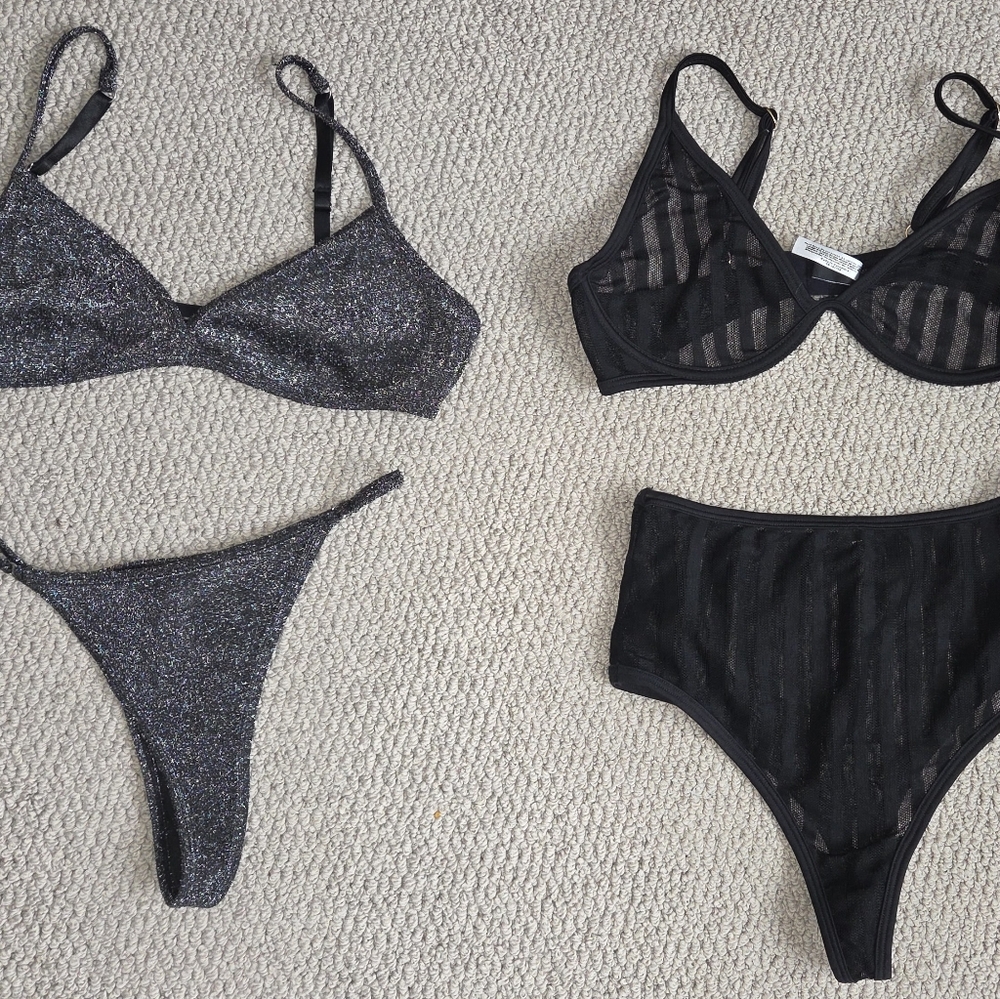 Bundle Windsor Shimmering Silver And Black Bra Sets
